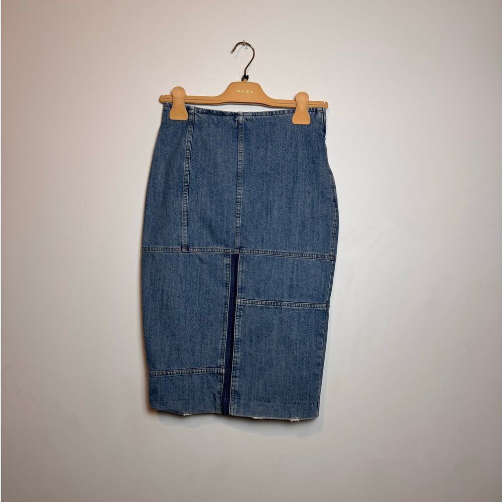 MIU MIU Gonna Denim Patchwork Midi Skirt - Size 38 - Picture 4 of 11